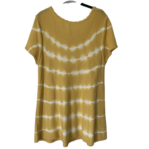 Skye’s The Limit Yellow Scoop Neck Sweater w/White Tie Dye Stripe - Sz XL - Picture 6 of 13